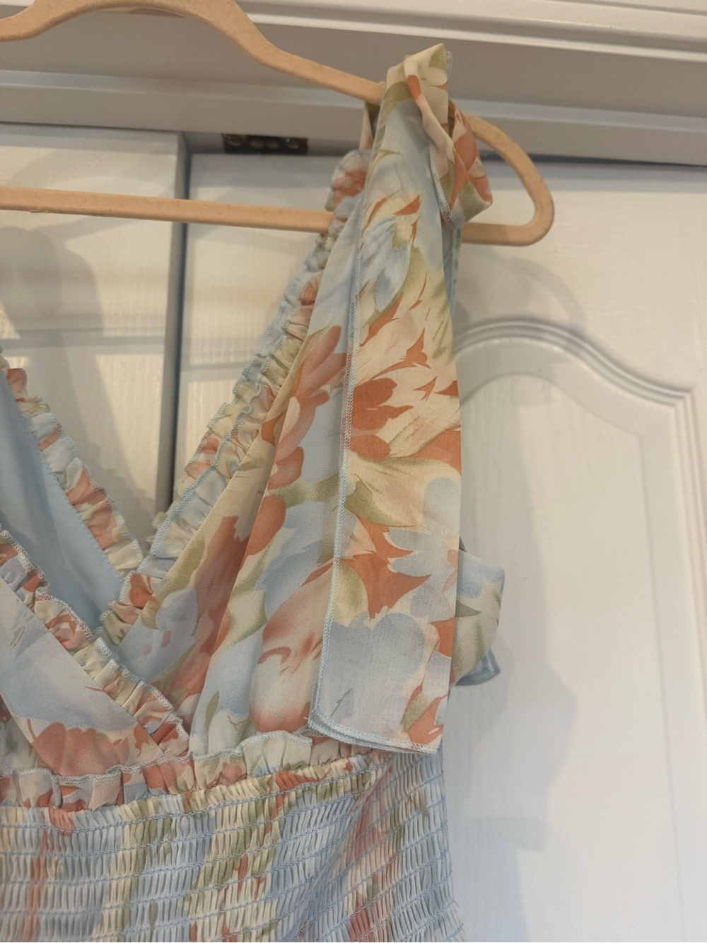 Petal & Pup Pastel Blue Floral Tie-Shoulder Maxi Dress - Picture 13 of 13